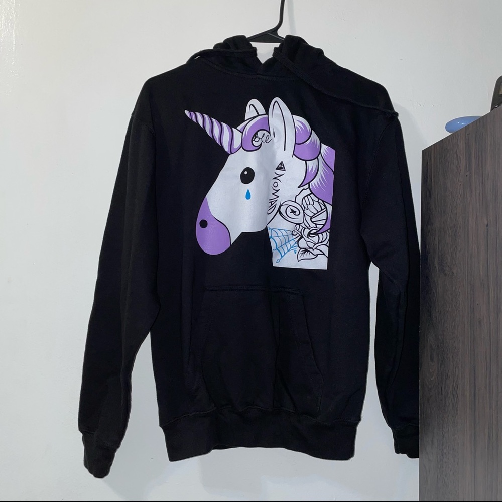 Unicorn Graphic Black Hoodie
